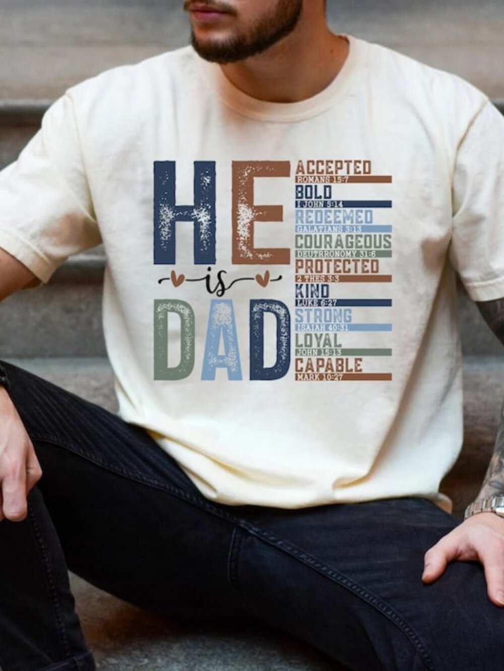 Christian Dad Shirt He Is Dad Bible Verse Shirt Faith Father Gift Religious  254